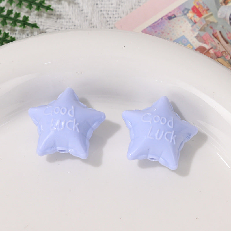 Wholesale 10pcs/pack Colorful Acrylic Lucky Star Straight Hole Beads